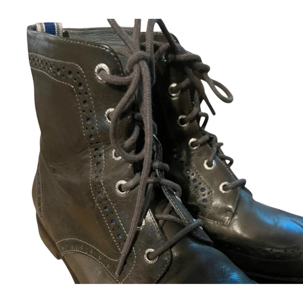 Sperry Top-Sider Mens Olive Green Leather Wingtip Brogue Lace Ankle Boots S 7.5